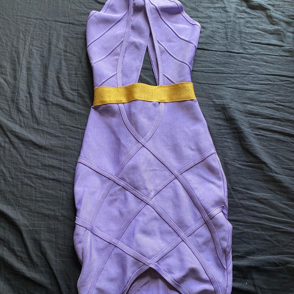 Purple & Gold Celeb Boutique Body Con Dress